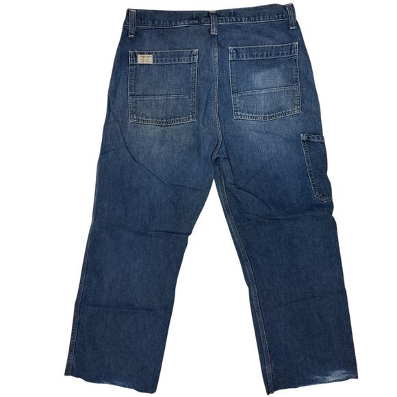 Vintage GAP 33X30 Straight Jeans Blue Denim Rugged‎ Distressed Urban Utility 90s - Picture 2 of 9